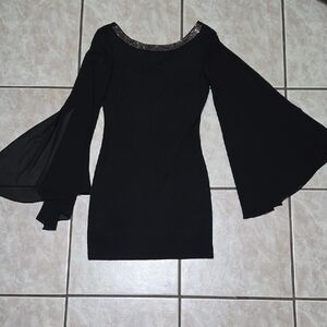 Forever 21 Black Bodycon Bell Sleeve Dress